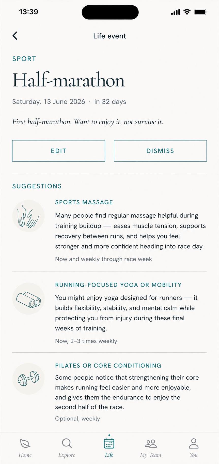 A life event in your wellness diary