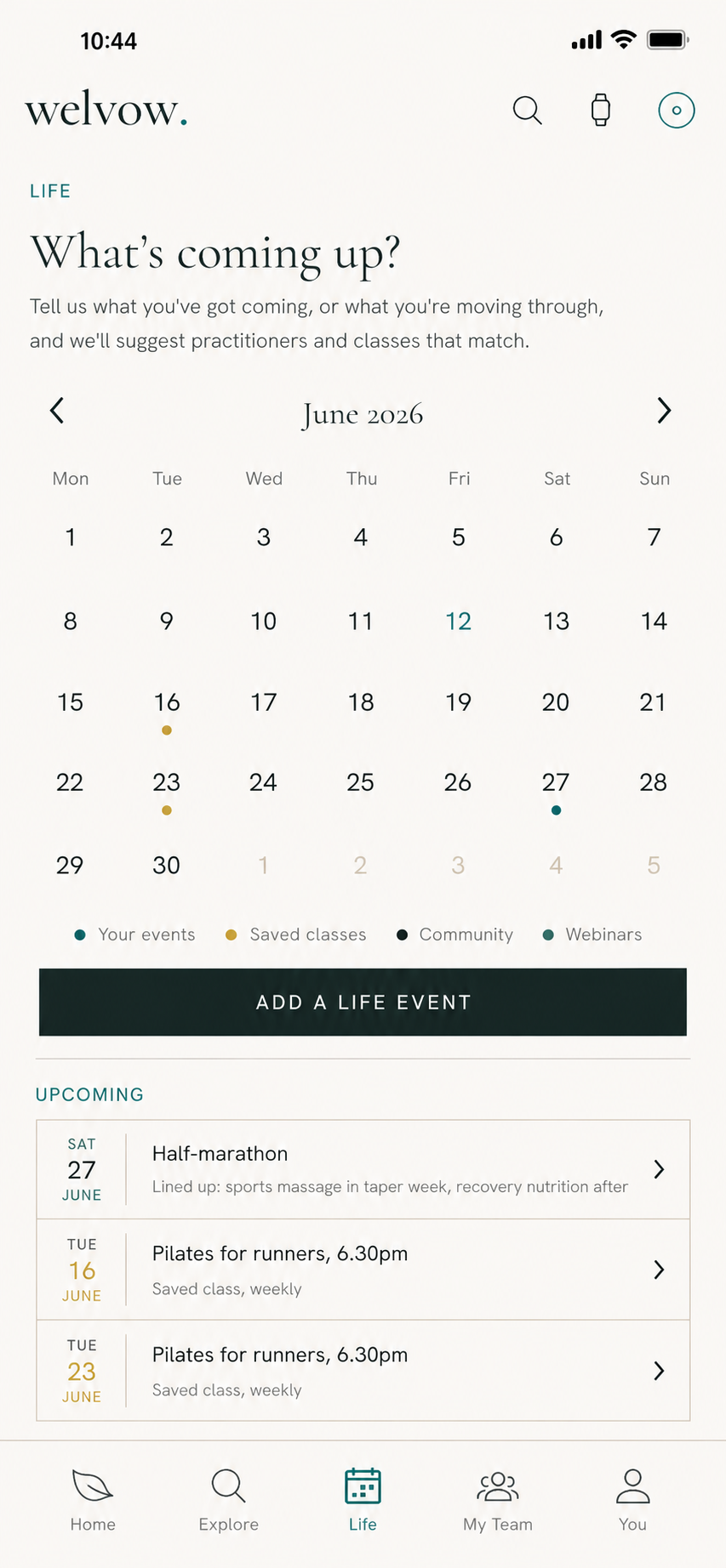 A life event in your wellness diary