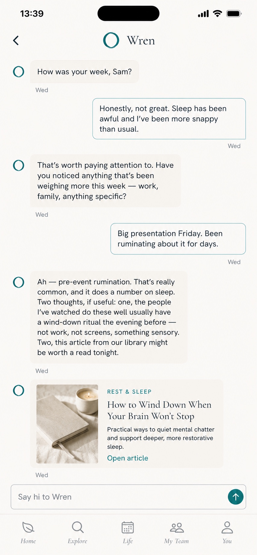Wren — a quiet daily check-in